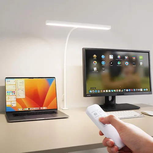 Vista 10 de Lámpara de escritorio LED FAPEMIH para oficina y hogar, luz de escritorio ajustable y flexible para el cuidado de los ojos con 5 modos y 10 ajustes