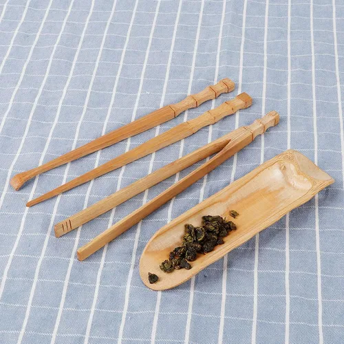 Vista 4 de Juego de herramientas de servicio de té chino, juego de té natural de 4 piezas, accesorios para ceremonia de té para el hogar, al aire libre