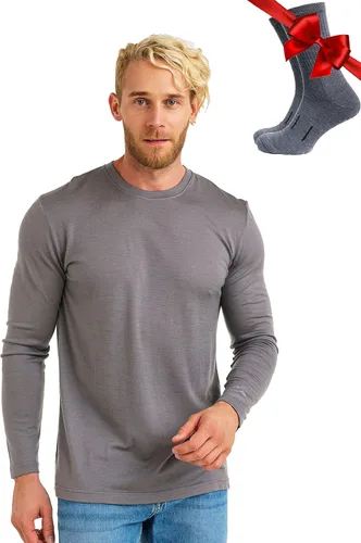Vista 41 de 100% Merino Wool Base Layer Mens - Long Sleeve Thermal Shirts with Socks .320 negro