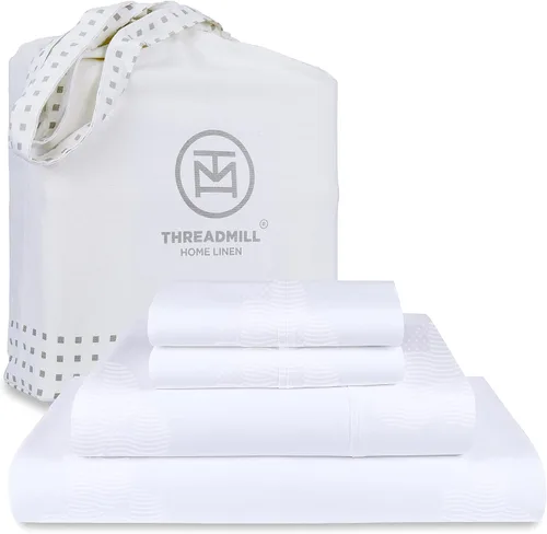 Vista 74 de Threadmill Juego de sábanas de algodón Twin Sábanas 100% algodón para cama tamaño Twin Juego de sábanas de satén jacquard damasco con bolsillo