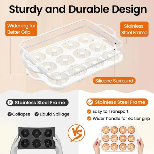 Vista 4 de SJ Molde de silicona mini con tubo acanalado y marco reforzado con metal, antiadherente (1 unidad), moldes de silicona para gelatina, molde pequeño