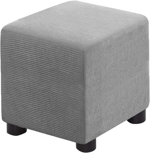 Vista 13 de Funda para Otomán Cuadrada Plegable de Almacenamiento Fundas para Otomán Jacquard Elásticas Cubo Reposapiés Fundas para Taburete ProZtector con Beige
