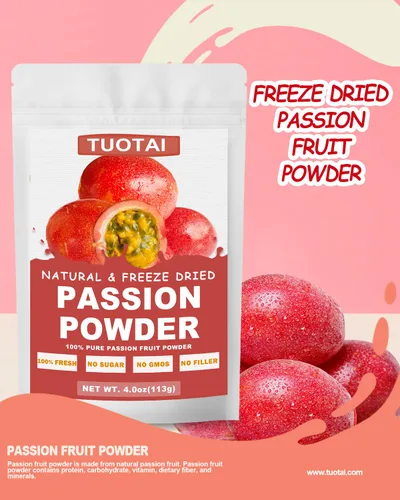Vista 2 de Polvo liofilizado de fruta de la pasión, 4 onzas, polvo de fruta de la pasión para pasteles, bebidas y alimentos para hornear