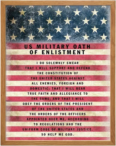 Vista 11 de Juramento Militar de Reclutamiento ENMARCADO - Arte de pared patriótico de la bandera americana, decoración - Regalo para soldados, ejército