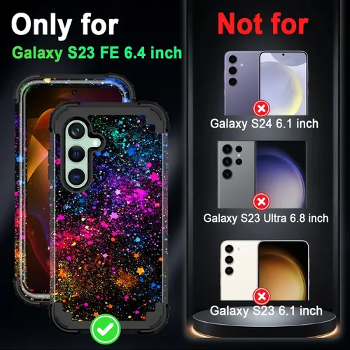 Vista 2 de Miqala Funda para Galaxy S23 FE 5G, brilla en la oscuridad, tres capas, resistente, a prueba de golpes, protección de cuerpo completo, parachoques