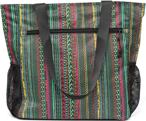 Vista 2 de ESVAN Bolsa de hombro grande con múltiples bolsillos para gimnasio, viajes, playa, uso diario