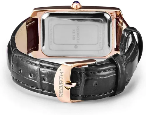 Vista 8 de carlien Reloj de cuarzo para mujer, elegante reloj de vestir rectangular con correa de cuero y corona de zafiro