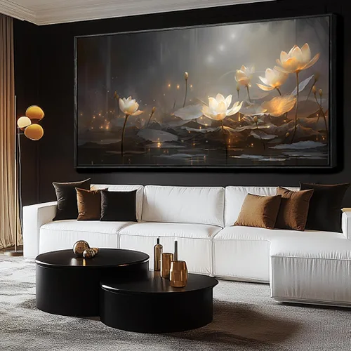 Vista 12 de Arte de pared con árboles para sala de estar; grandes pinturas artísticas en lienzo para dormitorio; cuadros en blanco y negro enmarcados