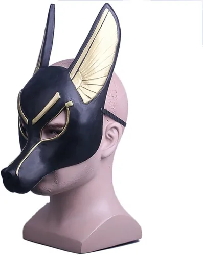 Vista 2 de Máscara de cabeza de lobo de zorro de chacal, disfraz de animal, accesorios de cosplay, Halloween, carnaval, fiesta