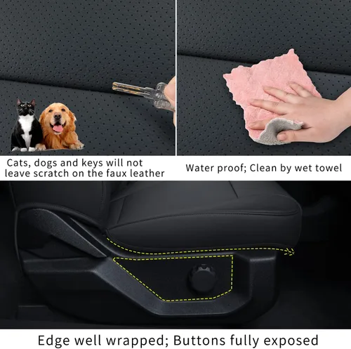 Vista 9 de Covertopia Fundas de asiento de piel sintética F150, ajuste personalizado para Ford F150 SuperCrew 2015-2024 2025 y 2017-2024 2025 F250 F350 F450
