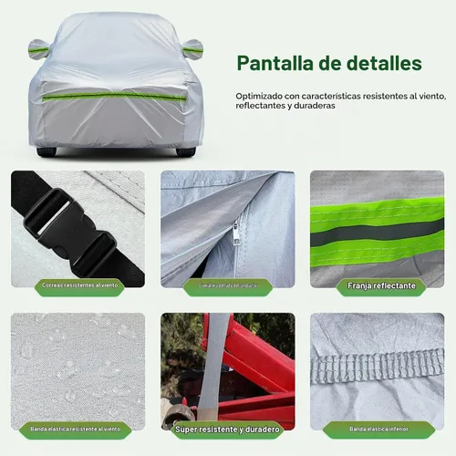 Vista 6 de AUQDD Funda de automóvil sedán de 6 capas de alta calidad, impermeable, para todo tipo de clima, resistente a la intemperie, protección solar UV