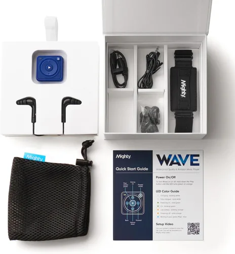 Vista 5 de Mighty Wave - Reproductor de música Spotify y Amazon Music impermeable IPX7 - Incluye auriculares con cable impermeables - Perfecto para nadar