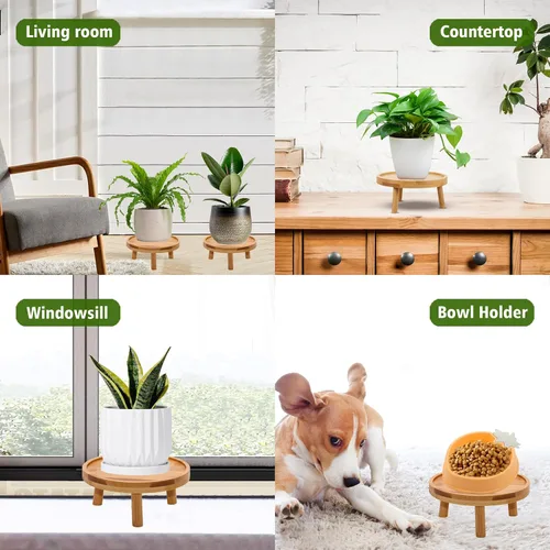 Vista 5 de ARTORA - Soporte para plantas estilo moderno de mediados de siglo, soporte de madera para plantas de interior, elevador de macetas para suculentas