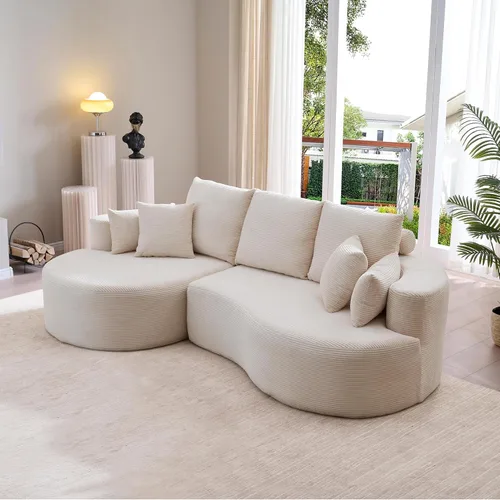 Vista 24 de Sofá Seccional Curvo de 106 pulgadas Sofá de Esponja con Chaise Lounge para Sala de Estar, Sofá Seccional Moderno en Forma de L, Sin Estructura