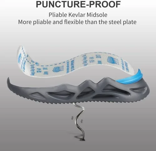 Vista 3 de KGJIANDA Steel Toe Shoes for Men Safety Industrial Boots Shoes Lightweight and Durable High Top Sneakers Breathable Construction Socks Shoes for