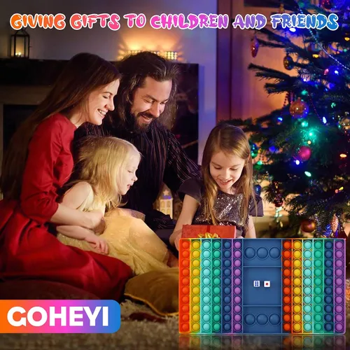 Vista 4 de Pop Games Juguete Sensorial Fidget de Navidad, Juegos de Matemáticas con Tablero Pop para Niños, Juegos Familiares, Juego de Multiplicación