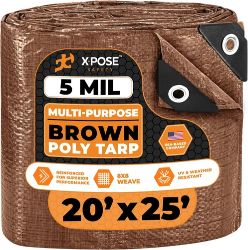 Vista 64 de Xpose Safety - Lona de polietileno ligera azul – Funda protectora multiusos, paño de goteo – duradero, impermeable, resistente a la intemperie