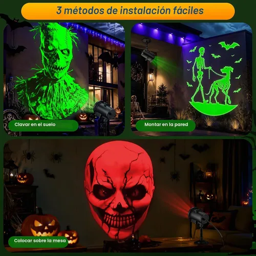 Vista 4 de Luces de proyector de Halloween 12 en 1, luz de proyección dinámica