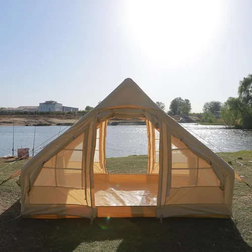Vista 2 de Tienda de campaña inflable impermeable con bomba y mosca de lluvia, tienda inflable al aire libre para acampar para 2-3 personas
