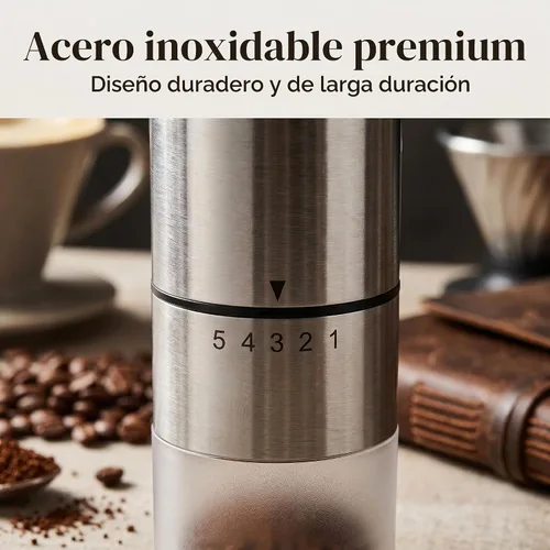 Vista 4 de Topadorn - Molinillo de café manual con manivela, molinillo de café portátil para viajes, campamento y hogar, ajustes de molienda ajustables