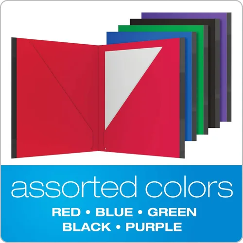 Vista 4 de Oxford Carpetas de plástico con dos bolsillos, con bordes reforzados, tamaño carta, rojo, azul, verde, negro, morado, 5 por paquete (89114)