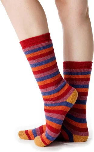 Vista 2 de Invisible World Calcetines de alpaca para mujer, cómodos y bonitos, a rayas