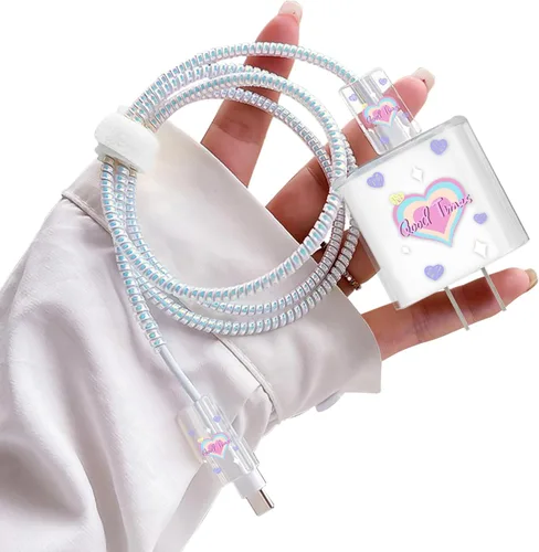 Vista 10 de Lindos protectores de cable para iPhone Funda de carga bonita elegante patrón de mariposas azules diseño único cable de datos cargador de línea