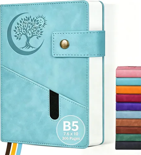 Vista 12 de PAIBAS Cuaderno de diario con líneas gruesas de 365 páginas para hombres y mujeres, diarios grandes de cuero A4 para escribir, cuadernos de tapa