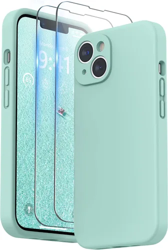 Vista 29 de SURPHY Funda para iPhone 14 Plus con Protector de Pantalla y Protección de Cámara, Funda de Teléfono de Silicona Líquida con Forro de Microfibra