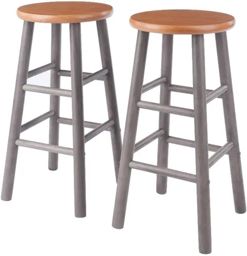 Vista 9 de Winsome Wood Huxton - Juego de 2 taburetes para mostrador, acabado natural natural / blanco