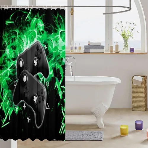 Vista 90 de Feelyou Cortina de ducha con diseño de gato para decoración de baño, bonita cortina de baño para puestos de bañeras, accesorios de baño divertidos