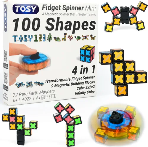 Vista 15 de TOSY Spinner Fidget Magnético que Brilla - 16 Bloques, Juguete 3 en 1: Spinner Fidget Transformable, Cubo Infinito/Rompecabezas, Brillante, Rellenos
