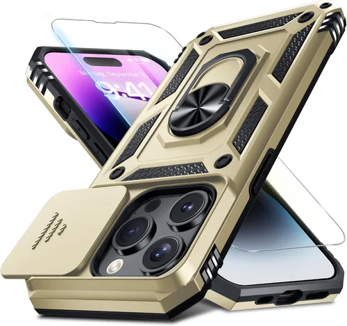 Vista 114 de Janmitta Funda para iPhone 8 Plus/7 Plus/6 Plus, Cubierta de Teléfono con Cubierta Deslizante Integrada para Lente de Cámara + Protector