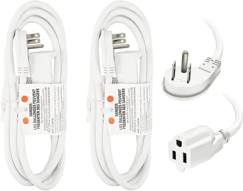 Vista 18 de EP Paquete de 3 cables de extensión de enchufe plano de 1 pie, cable de extensión de perfil bajo negro de 16 AWG de 3 clavijas para interiores