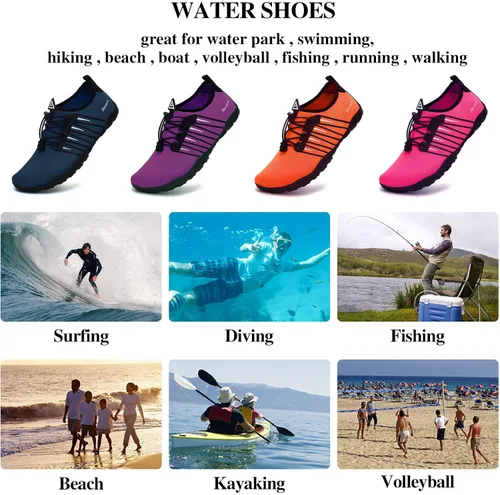Vista 6 de Racqua Zapatos de agua de secado rápido, descalzos, acuáticos, deportes, playa, piscina, natación, surf, buceo, para hombres y mujeres