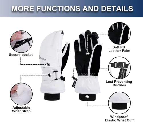 Vista 5 de ANDORRA Guantes de esquí impermeables con pantalla táctil para mujer