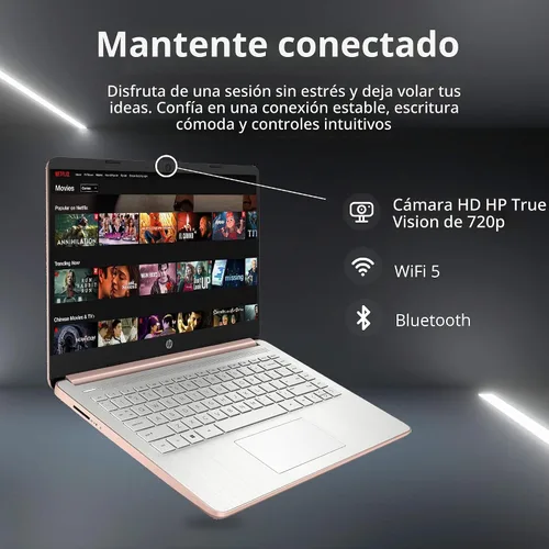 Vista 5 de HP 2022 Stream - Laptop BrightView HD de 14 pulgadas, Intel Celeron N4120, 4 GB de RAM, 64 GB SSD, gráficos Intel HD, cámara web 720p, 1 año Office