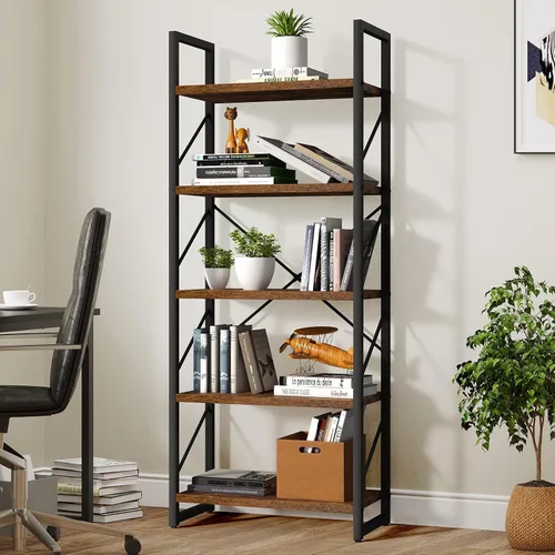 Vista 4 de YITAHOME Estantería de 5 niveles, estantería moderna Artsy, estante para libros, estantes de almacenamiento, organizador de libros y películas