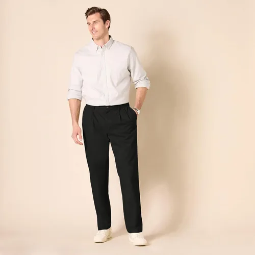 Vista 7 de Tienda Essentials - Pantalón chino para hombre con pinzas, ajuste clásico y resistente a las arrugas (Disponible en tallas grandes y altas)