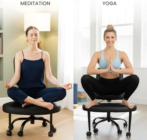 Vista 5 de Silla de oficina con patas cruzadas, silla de yoga para meditación, TDAH para adultos con soporte ergonómico para espalda, asiento acolchado