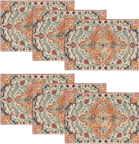 Vista 12 de Artoid Mode Juego de 4 manteles individuales estilo boho de plata, 30x46 cm rústicos de estilo granja para decoración mágica de mesa de otoño