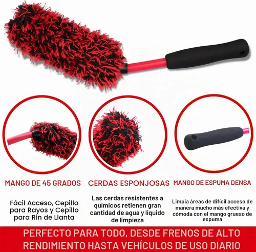 Vista 3 de oesee Kit de Cepillos para Ruedas Angulares Paquete de 3 - Cepillo de Microfibra Angular para Ruedas, Cepillo de Barril de Rueda, Cepillo