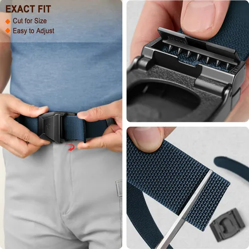 Vista 5 de BULLIANT Cinturón para hombre, paquete de 2 unidades, correa elástica de nailon para regalo, para hombre, trabajo, deportes, caza, senderismo