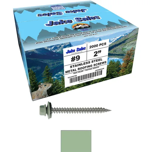 Vista 22 de 9 x 1 ABC Gray Stainless Steel Metal Roofing Screws - Hex Washer Head - Self-Piercing (SP) tip Metal to Wood siding Screws - EPDM Washer. 1 x 250