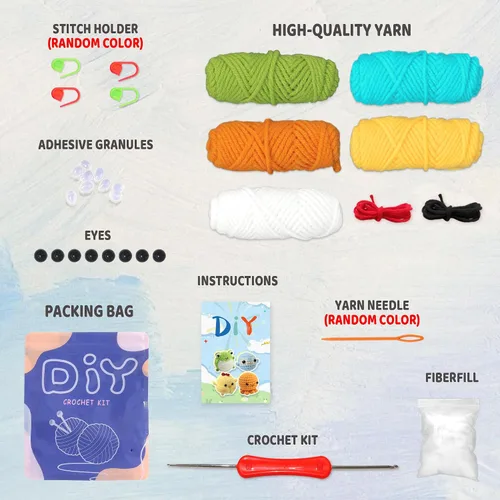 Vista 3 de YAMAXIN Kit de Ganchillo para Principiantes Adultos – 4PCS Kit de Inicio de Amigurumi de Animales de Ganchillo con Hilo, Ganchos, Herramientas