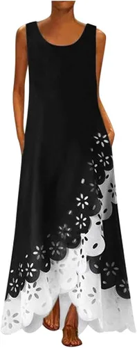 Vista 4 de Tube Too Dresses for Women Beach Maxi Round Neck Dress Sleeveless Shirt Womens Work Dresses Business Casual