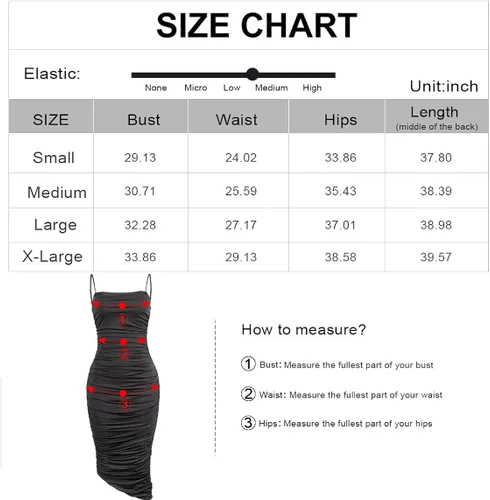 Vista 6 de Joukavor Vestido sexy de mujer con tirantes delgados asimétricos fruncidos por debajo de la rodilla