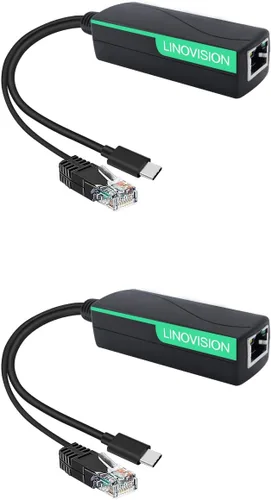 Vista 10 de LINOVISION Divisor POE impermeable DC12V, divisor de alimentación a través de Ethernet para exteriores de 10/100 Mbps, fuente de alimentación POE a