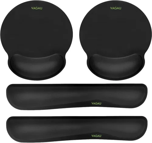 Vista 15 de VAGAU Reposamuñecas Premium para Teclado y Soporte de Muñeca para Mouse Pad, Juego de Espuma Viscoelástica Ergonómica para Oficina, Laptop, Mac