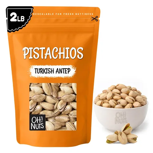 Vista 9 de Oh! Nuts Pistachos tostados y ligeramente salados - 1 libra - Pistachos turcos antep en cáscara - Empaquetados en bolsa con cierre de cremallera